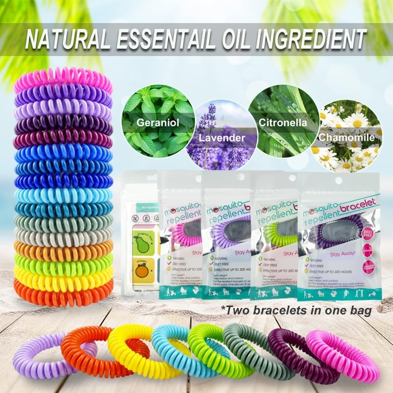 BuggyBands 48 Pack Mosquito Repellent Bracelets, Individually Wrapped DEET-Free Insect & Bug Repellent Wrist Bands with 60 Pack Mosquito Patches for Kids & Adults Outdoor Camping Fishing Traveling - Image 2